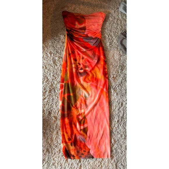 NWT Zara Strapless Printed Tulle Dress Size Medium - Picture 10 of 13